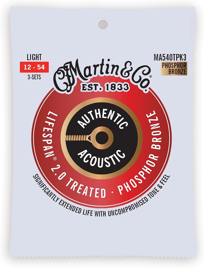 Martin LifeSpan 2.0 MA540TPK3 Acoustic Guitar Strings Phosphor Bronze Light