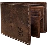 RUSTIC TOWN Full Grain Leather Wallet for Men | RFID Protecting | Handmade Vintage Bifold Travel Wallet | Slim Billfold with Credit Card Slots and Coin Pocket | Gift for Him