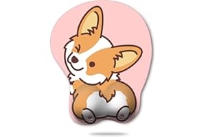 HAOCOO Ergonomic Pink Mouse Pad with Wrist Support,Non-Slip Backing Corgi Anime Cute Gel Mouse Pad Wrist Rest, Easy-Typing and Pain Relief for Gaming Office Computer Laptop(Pink Cute Corgi)