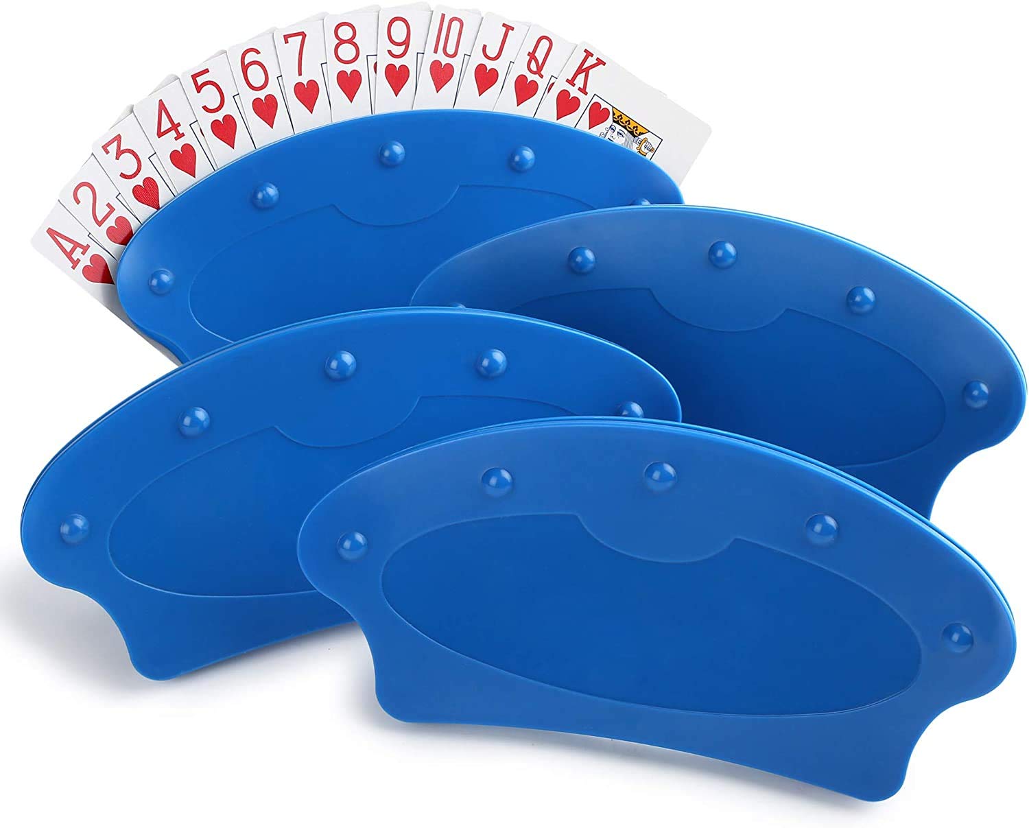 LotFancy Playing Card Holder, 4x Playing Card Storage Case, Hands free Card Game Holder for Poker, Game Card Stands For Canasta Uno Extreme Waddingtons, Plastic