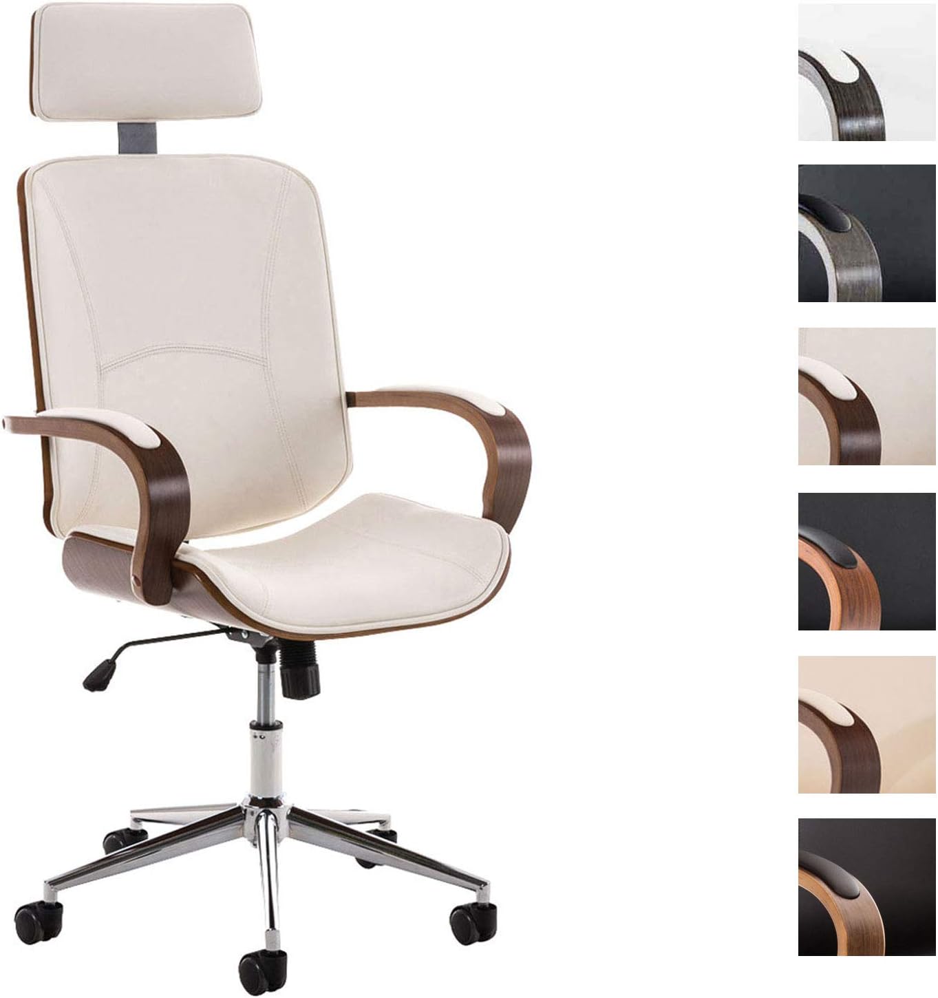Clp Luxury Executive Office Chair Dayton Retro Look Heavy Duty Headrest Wooden Frame Seat Height 45 52 Cm White Amazon Co Uk Kitchen Home