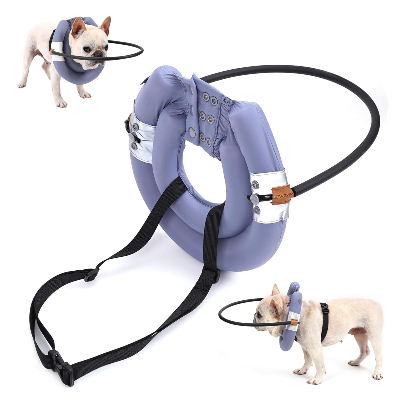Photo 1 of BECROWM Blind Dog Harness, Lightweight Collar for Dogs&Cats, Adjustable Guiding Device Protects Pets from Collision, Builds Confidence, Blind Dog Accessories, Small Dogs, Purple(Neck: 9.4"-13")