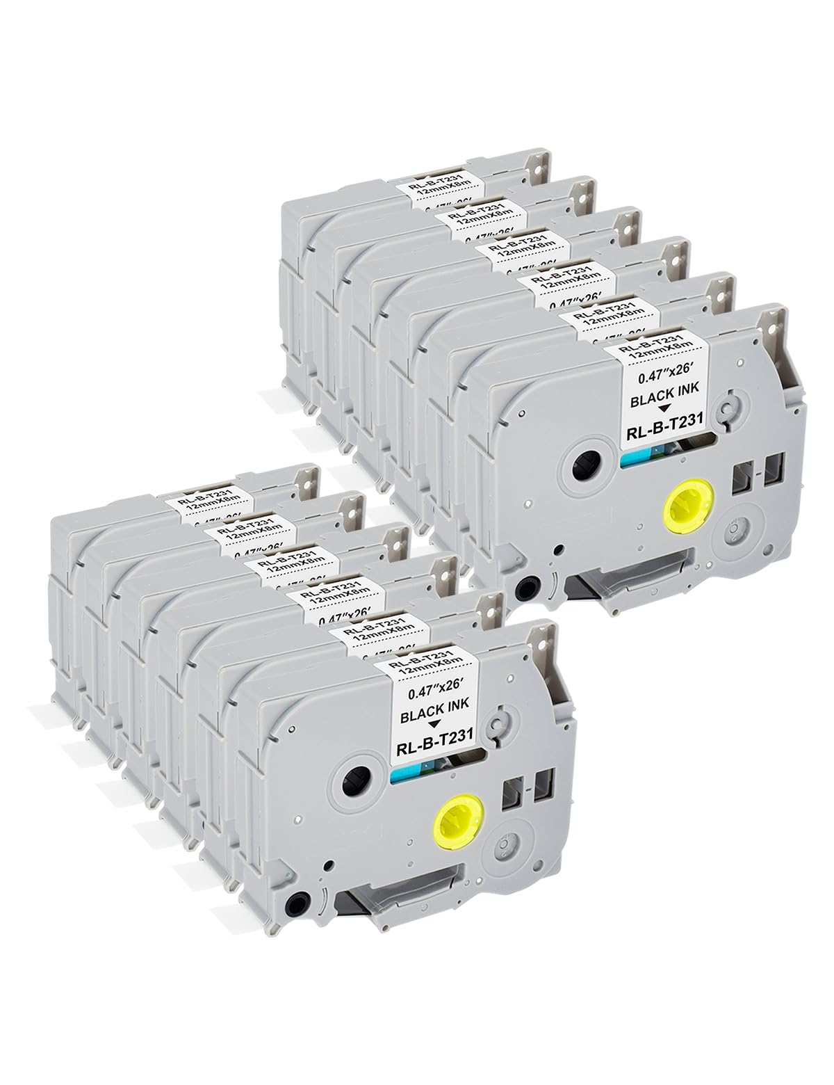 12 x Veson Compatible with TZe-231 TZe231 TZc 231 Brother P-Touch Tapes 12 mm TZ TZe Tape 0.47 Laminated Label Tape for PT-E110 PT-D400 H105WB D210 H110 D600VP H107B H100LB Black White on white