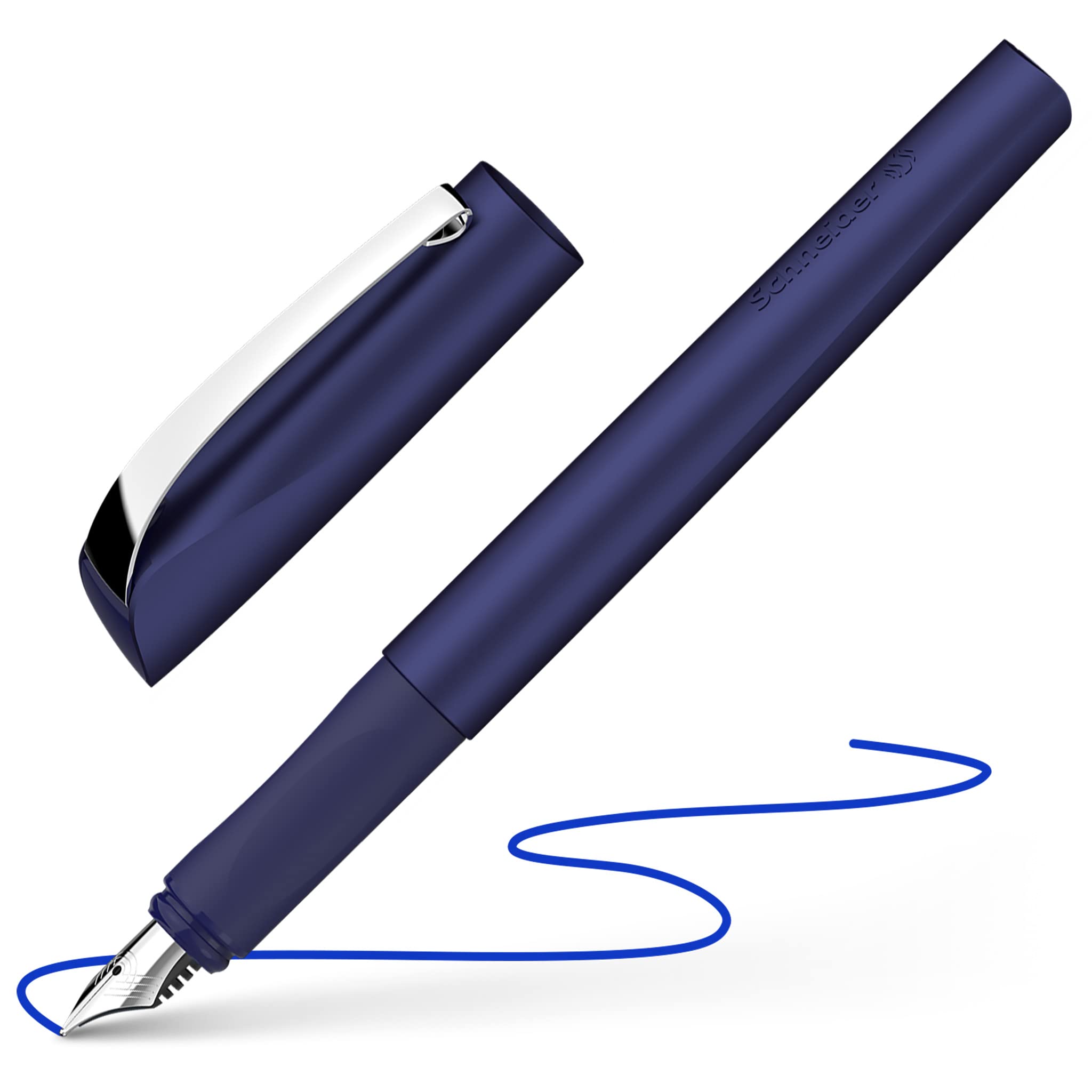 Schneider Ceod Shiny Fountain Pen (Right- and Left-Handed, M Nib, Incl. Royal Blue Ink Cartridge) Pacific Blue — image 1