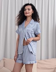 WJing Yi Jia 5Pcs Womens Soft Satin Pajama Set