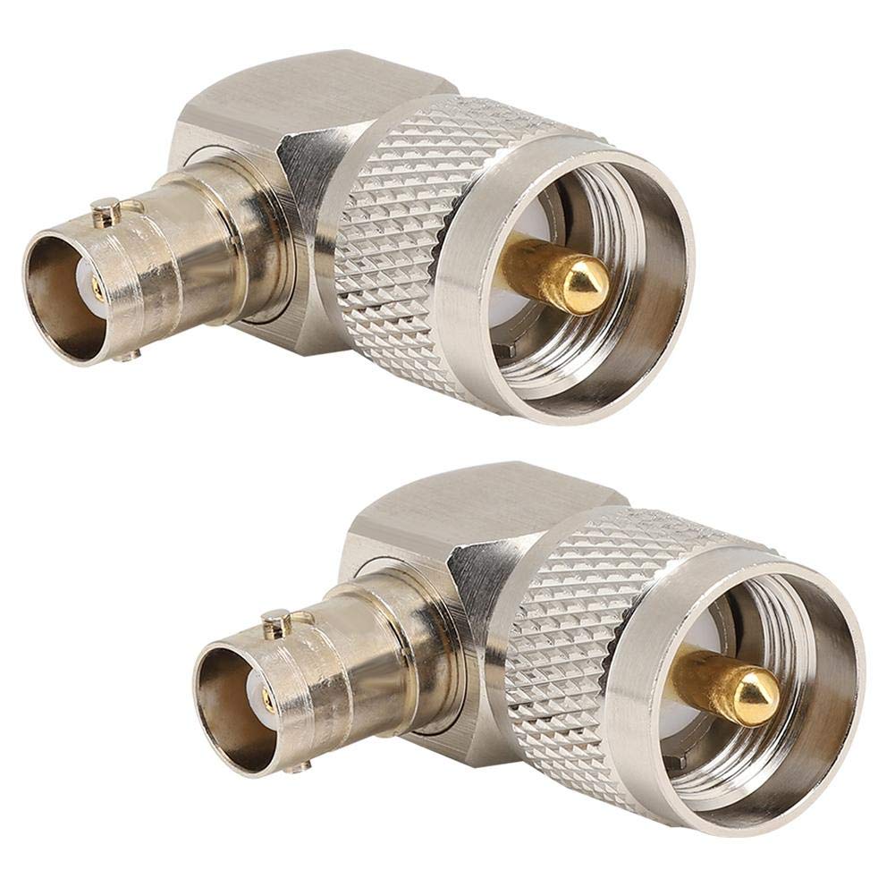 ASHATA 2PCS UHF Male PL-259 to BNC Female Adapter 90 Degree Connector Converter for Coaxial Cable Antenna, Wireless LAN Device, Wi-Fi Radio External Antenna, etc.