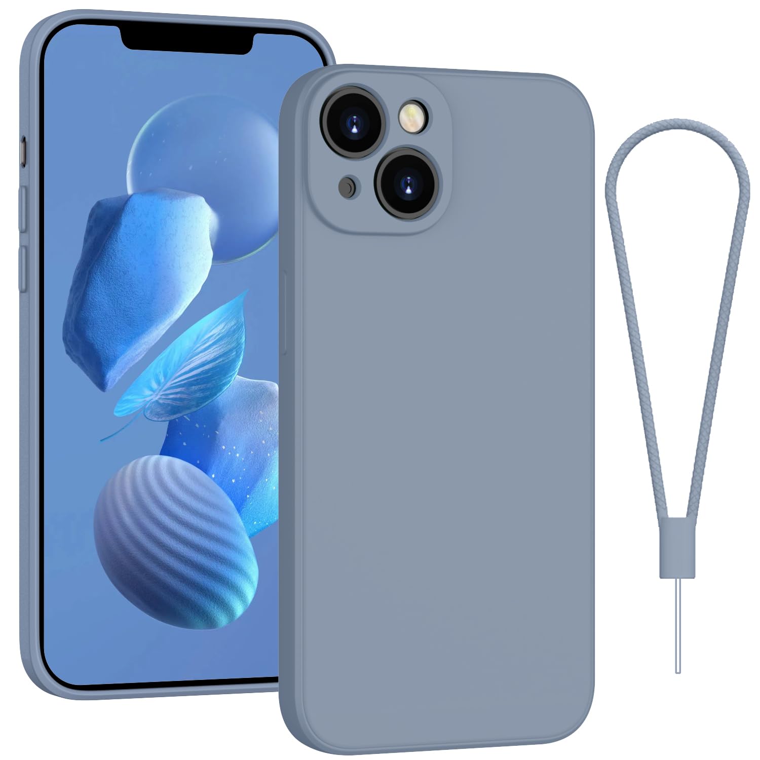 Andwing For iPhone 13 Case, Silicone Case Soft Ultra For iPhone 13 Phone Case Slim Protective Shockproof Cover Scratch-Resistant Microfiber Lining, 6.1" Grey — image 1