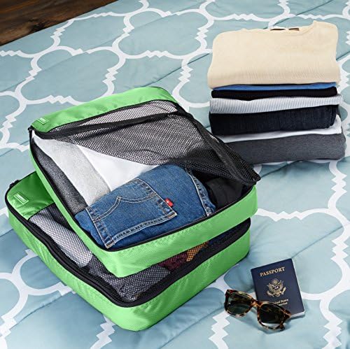 AmazonBasics 4 Piece Packing Travel Organizer Cubes Set - Large, Green 6 AmazonBasics 4 Piece Packing Travel Organizer Cubes Set - Large, Green