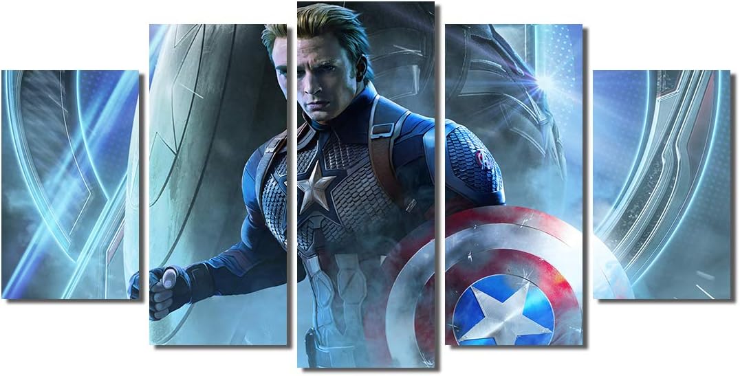 Picture Sensations® Framed Canvas Art Print, Captain America Avengers Endgame Marvel Superheroes - 5 Panel 60"x32"