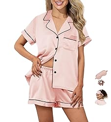 WJing Yi Jia Womens Pajama Sets XS-4XL Silk Satin