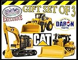 Daron CAT (Caterpillar) Metal Machines Bulldozer, Wheel Loader & Excavator Vehicles Trucks Deluxe Gift Set