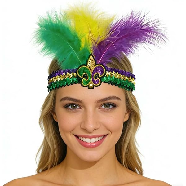 Morph Mardi Gras Headband Sequin Fleur de lis- Mardi Gras  display picture 1