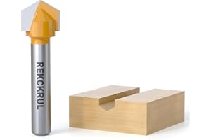 REKCKRUL 120-Degree V Groove Router Bit, 1/4" Shank, 1/2" Cutting Diameter, Carbide Tip Woodworking CNC Engraving Bit for Sig
