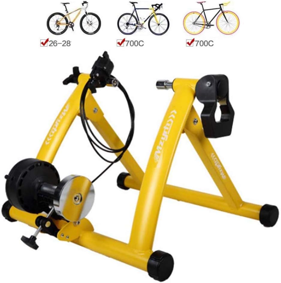 QXT Bicycle Trainer Road Bike Trainer Machine with Noise Reduction Wheel 7 Levels Resistance Portable Magnetic Exercise Cycling Mountain Stationary Bike Stand