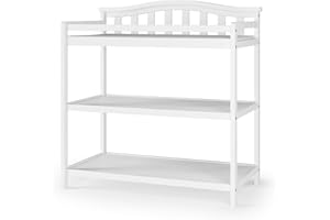 Child Craft Arch Top Infant Changing Table, Water-Resistant Pad and Safety Strap, Anti-Tip Kit Included to Prevent Tipping, Non-Toxic, Baby Safe Finish (Matte White)