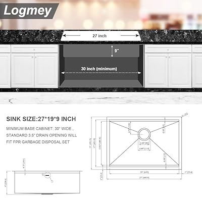 Buy 27 Undermount Sink Logmey 27 Inch Kitchen Sink Undermount Ledge Workstation Deep Single Bowl 18 Gauge Stainless Steel Farm Sink Basin 27 Workstation Sink Online In Indonesia B087bzt9k9