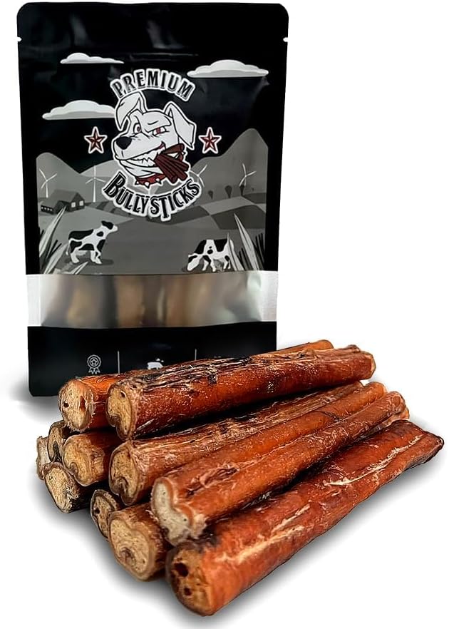 Premium Bully Sticks Pizzle Sticks for Dogs Pack of 10 Grass Fed Beef