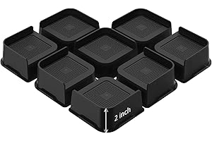 JONHWI Bed Risers, Oversized Furniture Risers, 2 inch Raise Blocks for Bed Couch Desk Sofa Table Lifts, Furniture Legs Lifters Support up to 6000 Lbs (Black, 8 Pack Set)