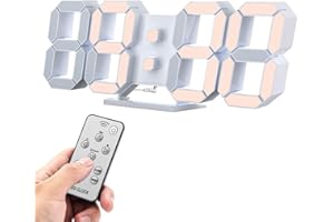 COVERY Digital Wall 3D Clock, Led Desk Clocks, 10 '' Large Number for Bedroom, Living Room, Home and Office - Alarm, Snooze, Temperature, Remote, Nightlight, Auto Light Brightness