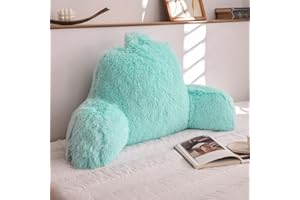 Btargot Reading Pillow Bed Wedge Large Adult Backrest Lounge Cushion with Arms | Back Support for Sitting Up Aqua