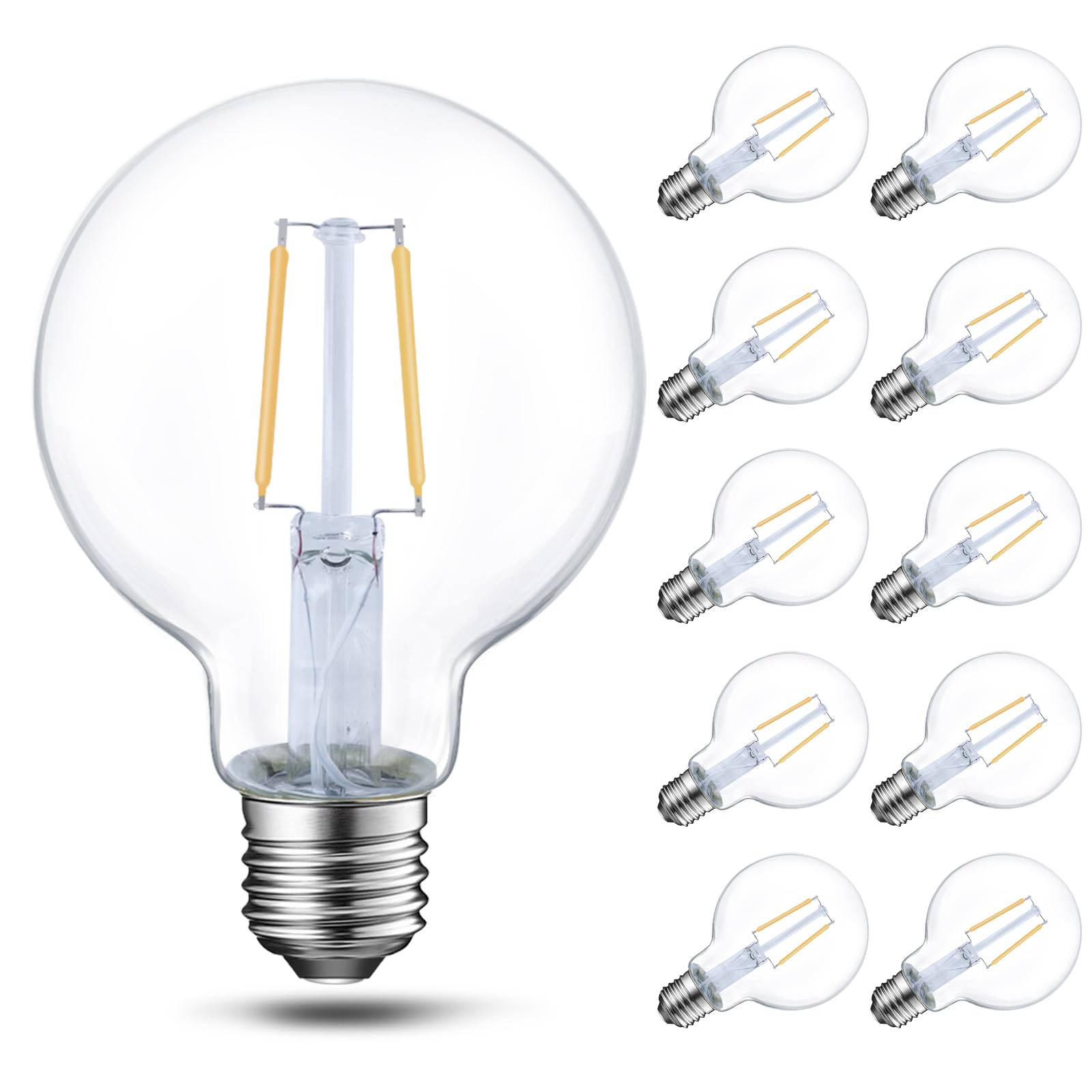 Photo 1 of ENERGETIC SMARTER LIGHTING Dimmable LED Edison Light Bulb, G25 (G80) Globe Bulb, 60W Equivalent, 2700K Soft White, Christmas Light, E26 Standard Base, ETL Listed, 10-Pack