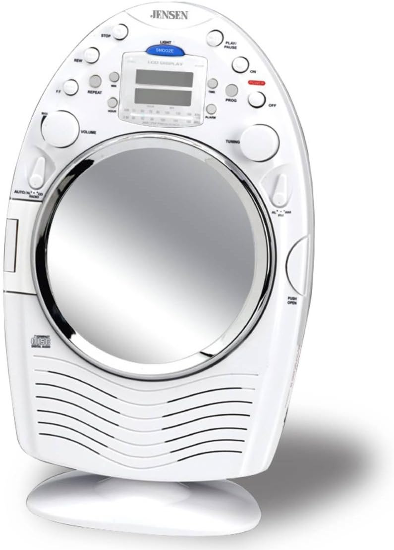 Jensen JCR540 AM/FM Stereo Shower Radio and CD Player with Fog