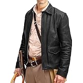 Men's Raiders of The Lost Harrison Jones Vintage Brown Bomber Leather Jacket Genuine Cowhide Distressed Leather Jacket