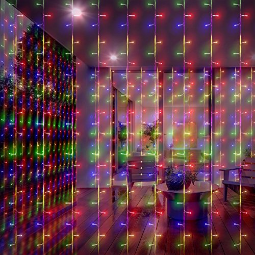 Image result for multi color curtain fairy lights