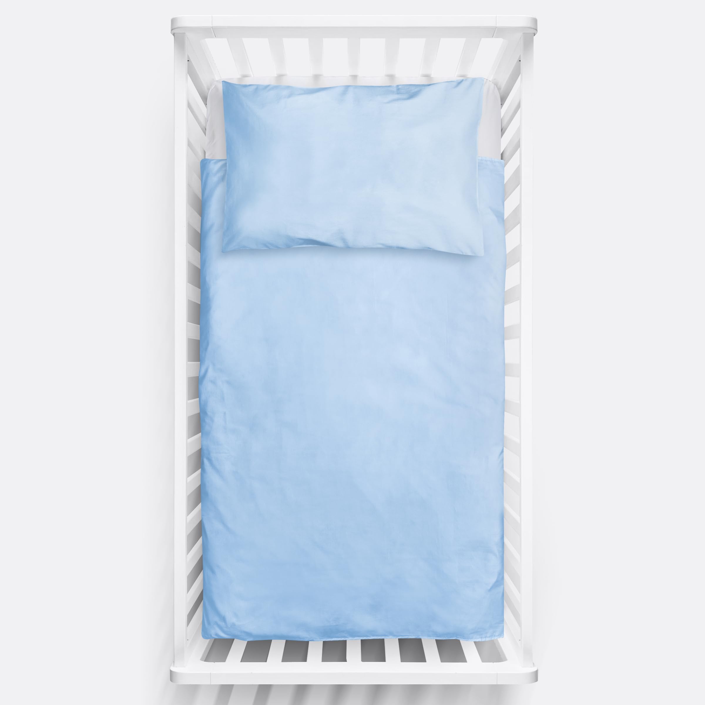 2 Piece Baby Kids Bedding Set 120x90 cm Duvet Cover & Pillowcase for Toddler Cot (Blue)