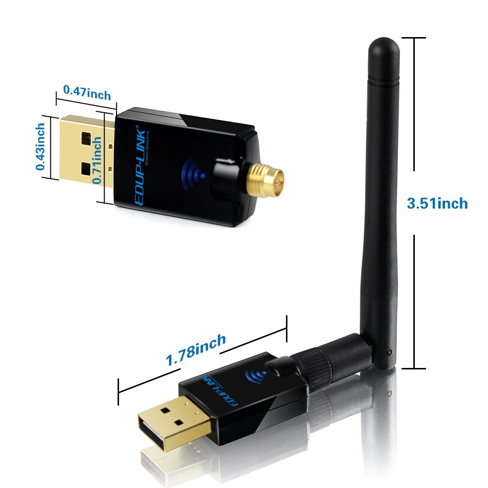 Wireless Usb Wifi Adapter EDUPLINK AC600Mbps Dual Band (2.4G/150Mbps+5G/433Mbps) Antenna Usb Network Dongle Adapter for Windows XP/Vista/7/8/10/Mac OS X 10.6-10.12