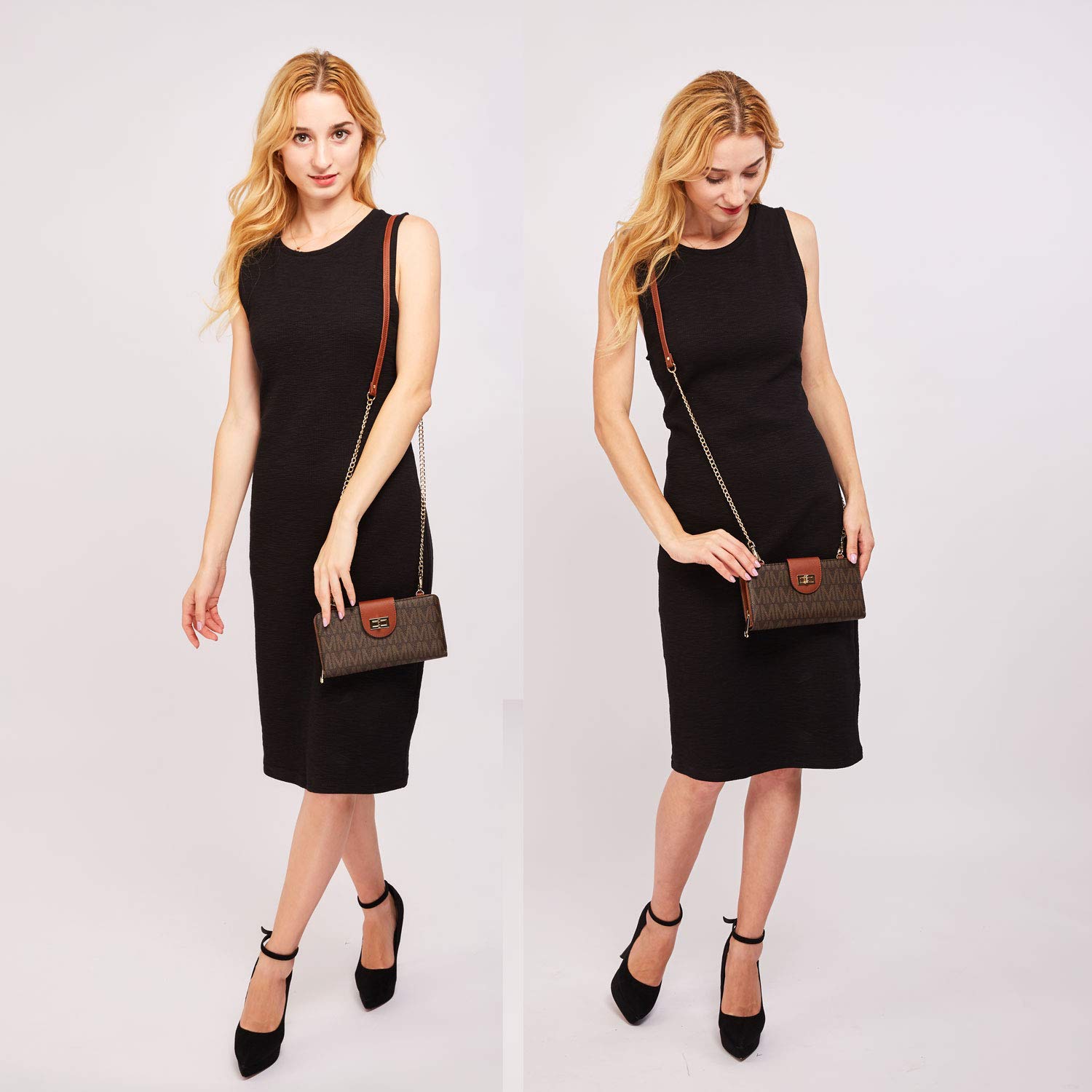 MKP Women Fashion Small Crossbody Shoulder Bags Cell Phone Purse Wallet Clutch Bag Credit Card Holder Clutch Wallets w/Removable Strap (Coffee)