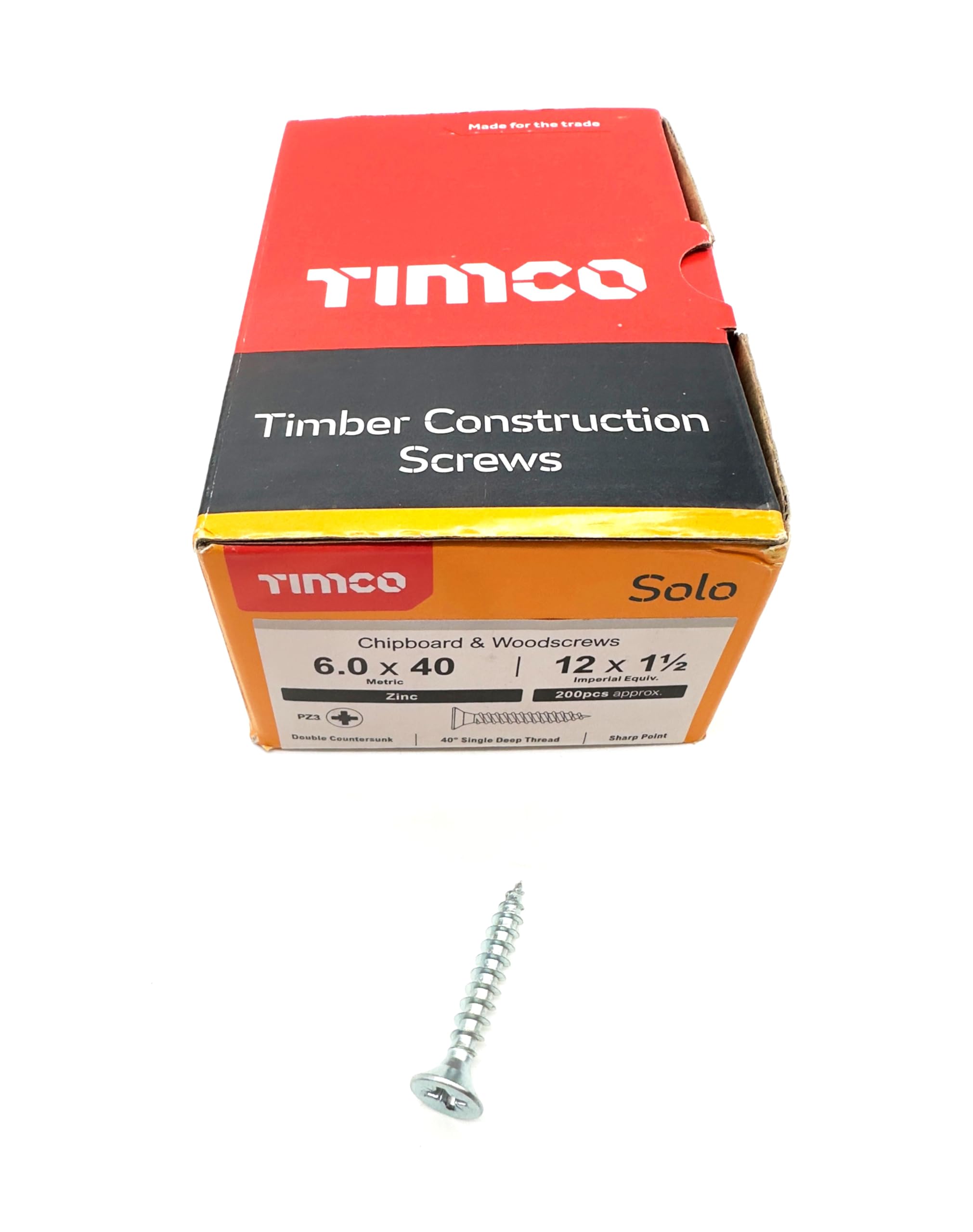 200 Pcs Silver Wood Screws Double Countersunk General Purpose (6mm x 40mm)