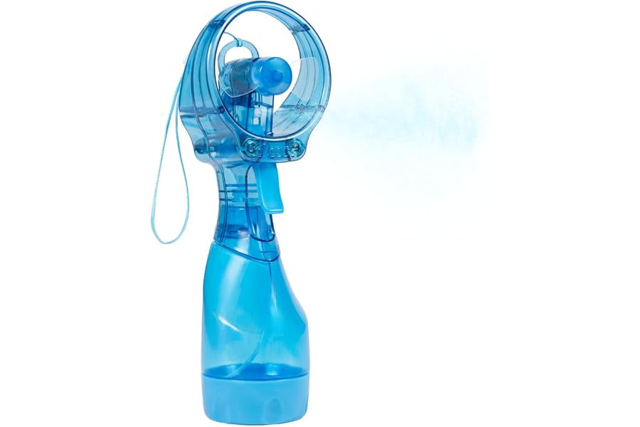 O2COOL Deluxe Handheld Misting Fan with Wrist Wrap Aqua Light Blue | Yes