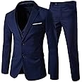 Cloudstyle Men's 3-Piece 2 Buttons Slim Fit Solid Color Jacket Smart Wedding Formal Suit