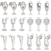 SUNNYCLUE 1 Box 72Pcs Wine Theme Charm Bulk Antique Silver Wine Charms Vintage Tibetan Summer Alloy Metal Glass Bottle Drink Charms for Jewelry Making Charms Party DIY Bracelet Earrings Beginners