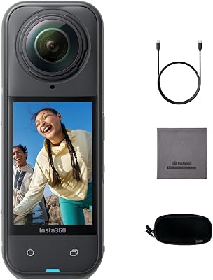 X5 - Câmara impermeável 8K 360°, líder com pouca luz, pau para selfies invisível, objetiva rígida e substituível, bateria de 3 mãos, resistente ao vento incorporada, estabilização, com chip de IA de três peças