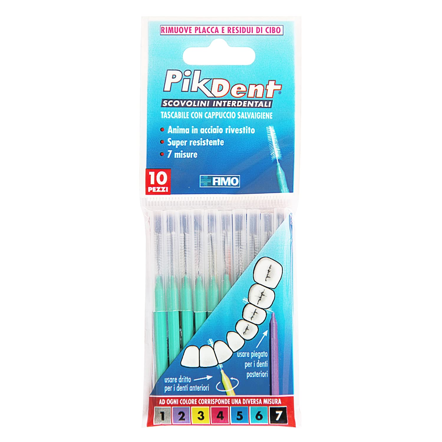 Pikdent Interdental Brushes with Coated Steel Core and Tynice Bristles Size 6 Green 1.0 mm Tapered - 10 Brushes