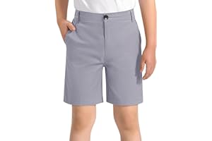KEREDA Boys Uniform Shorts Elastic Waist Kids Golf Dress Preppy School Shorts with Pockets