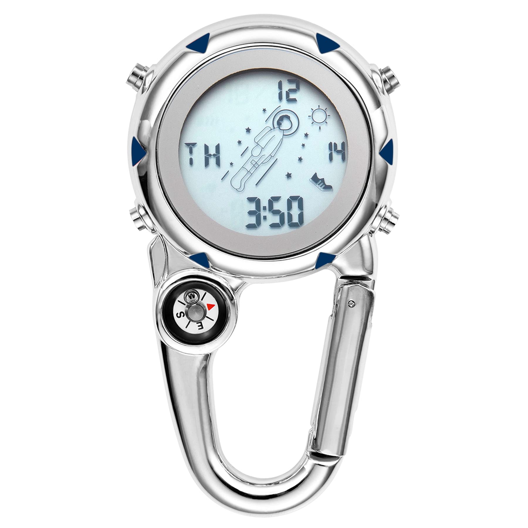 JewelryWe Men Women Digital Clip Mini Microlight Watch Backpack Buckle Belt Fob for Rock Climbing Doctors Nurses Chefs