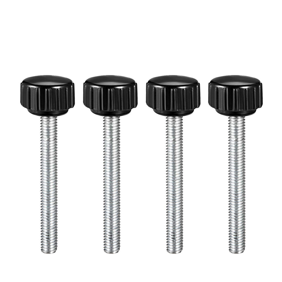 sourcing map M5 x 40mm Metric Male Thread Knurled Clamping Knobs Grip Thumb Screw on Type Hand Clamping Handle Bolt with Plastic Knobs Black 4 Pcs