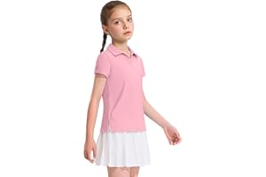 KEREDA Girls Polo Shirts Golf Tennis School Uniform Short Sleeve T Shirts V-Neck Collared Quick Dry Tops