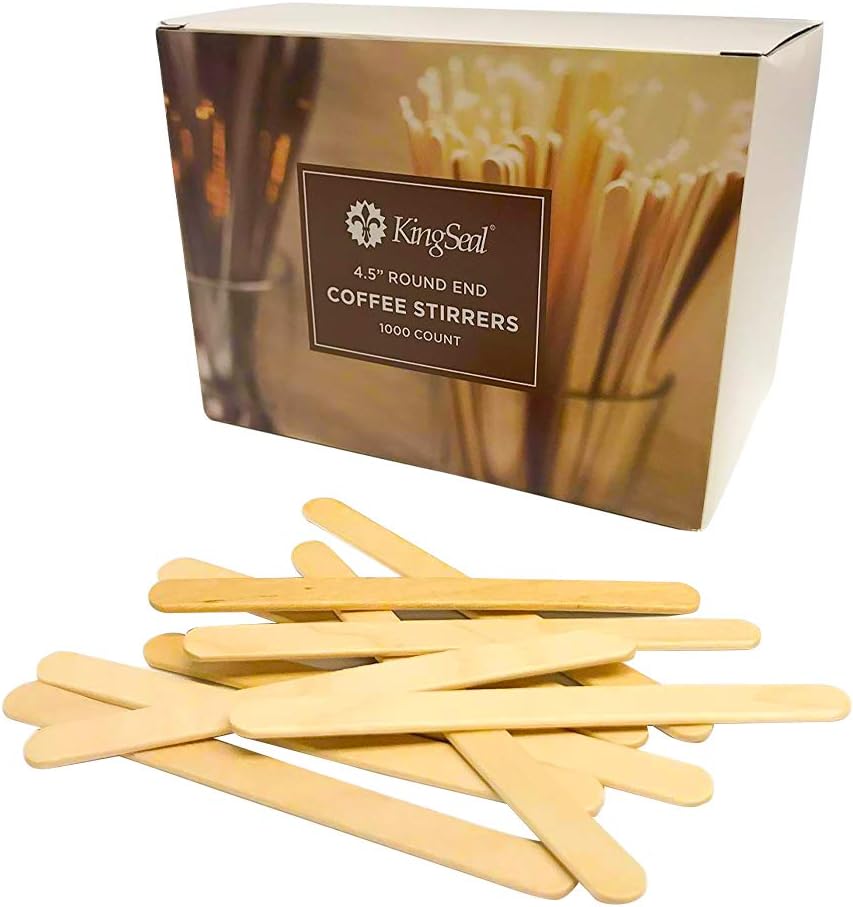 KingSeal Natural Birch Wood Craft Sticks, Coffee Stirrers