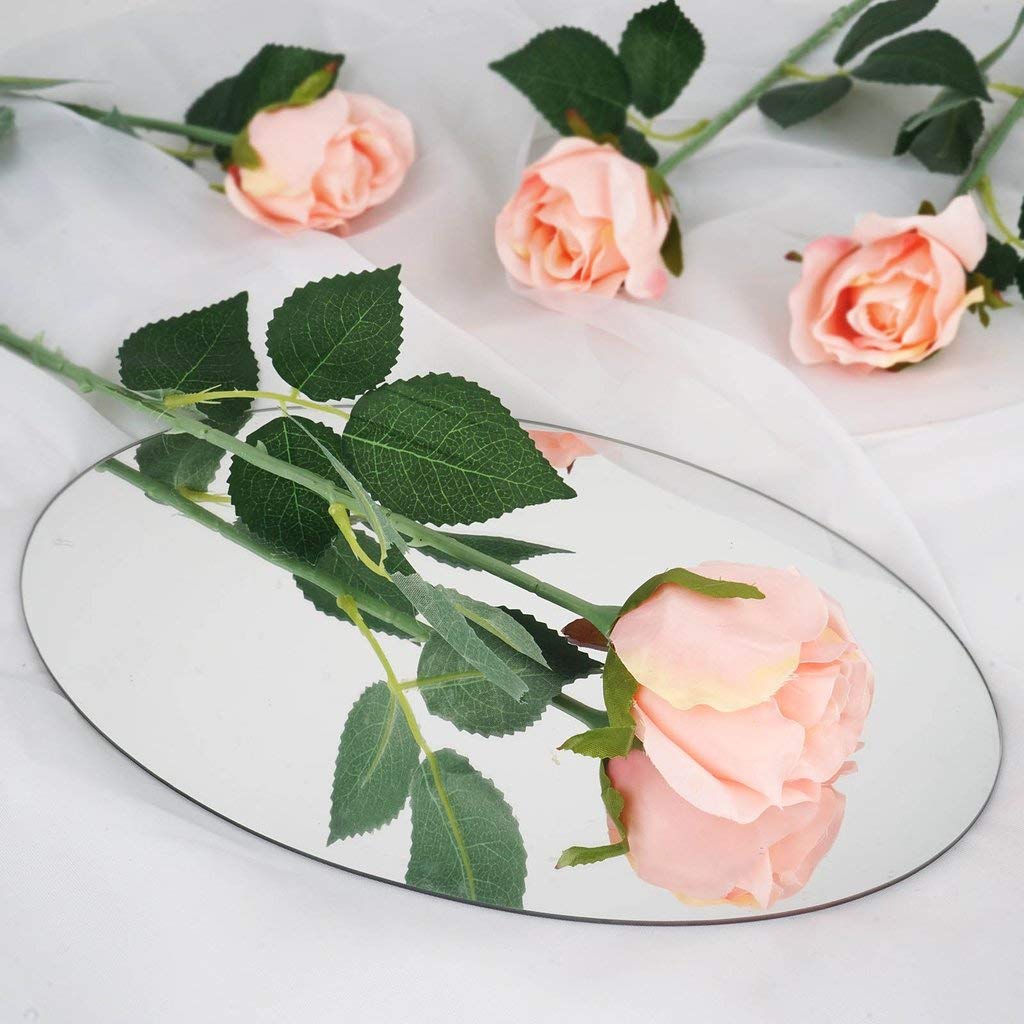 Efavormart 24 Pcs Blush Single Stems Artificial Roses For DIY Wedding