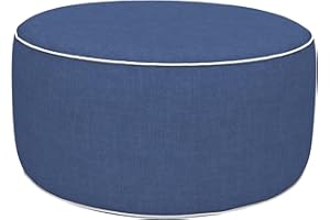 LVTXIII Inflatable Stool Ottoman Footrest with Handle, All Weather Footrest Seat, Indoor or Outdoor Pouf for Home Patio Garden and Camping Use, D31 xH14, Large Round, Navy Textured