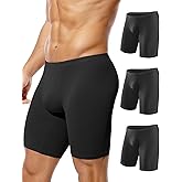 Casey Kevin Men's Long Leg Boxer Briefs Breathable Mesh Underwear Quick Dry Ice Silk Athletic Sports Underpants for Men Pack