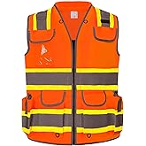 HYCOPROT Reflective Safety Vest Class 2 High Visibility Heavy Duty Construction Vest with Padded Neck,Meet ANSI/ISEA Standard