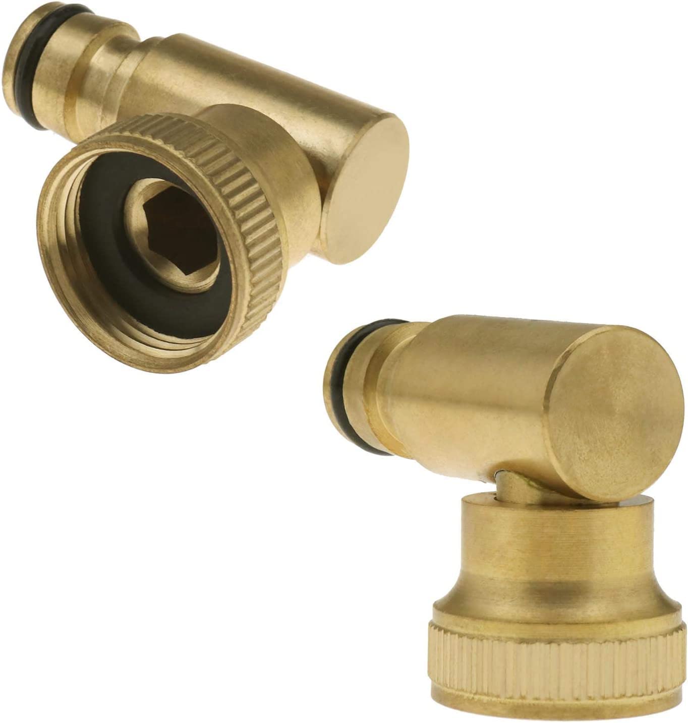 Hydrogarden 2Pcs 3/4" Quick Plug Hose Fitting, Brass Revolving Female Thread to 1/2" Hose Pipe (Rotating Direction)