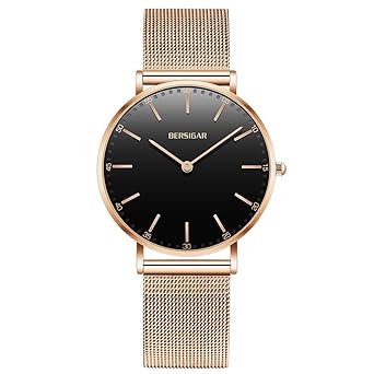 Bersigar Luxus Damenuhr – Analoge Uhr für Frauen – Wasserdichte Armbanduhr – Mädchenuhr mit Edelstahl-Bändern