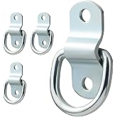 Jamiikury 4Pcs D-Ring Tie Down Anchors, 1/4 Inch Silver Tie Down Hooks with Mounting Screws for Trailers, Truck, Bed Bracket, Pickup Camper, 2000 lbs Capacity
