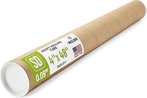 4x48 inches Reinforced Kraft Paper Tube, Pack of 1 Tube with 2 Lids, USPS Approved Poster Tube Safe, Cardboard Tube Made in U